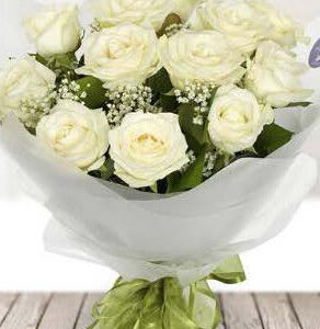 2-White-Roses-Aqua-packed-hand-tied-bouquet-£55.00