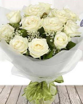 2-White-Roses-Aqua-packed-hand-tied-bouquet-£55.00